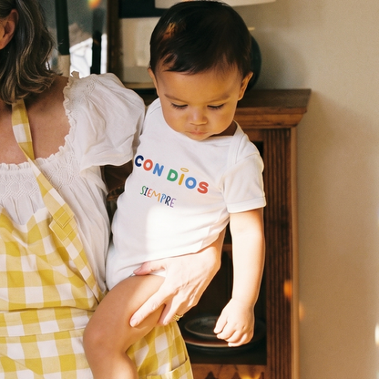 Con Dios Siempre Baby Onesie
